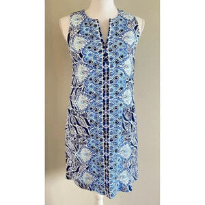 Lilly Pulitzer Kelby Stretch Shift Dress White Blue Mermaids Tail 00